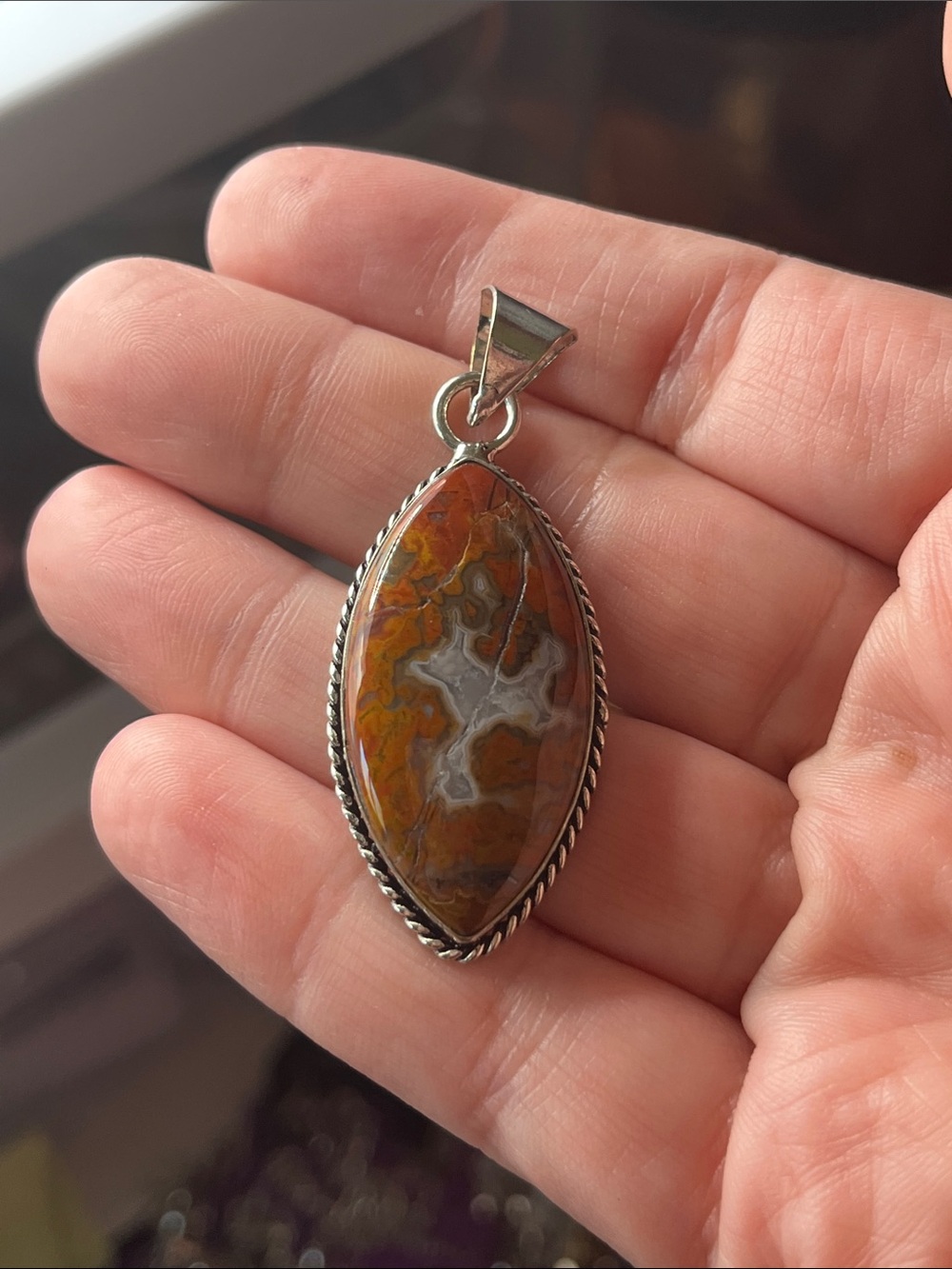 925 Sterling Silver Brecciated Jasper Pendant NWOT
